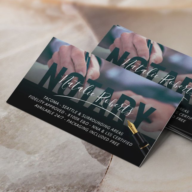 Mobile Notary Signing Agent Elegant Signature  Business Card (Creator Uploaded)