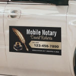 Mobile Notary Signing Agent Gold Feather Pen Car Magnet<br><div class="desc">Mobile Notary & Loan Signing Agent Gold Feather Pen Car Magnets.</div>