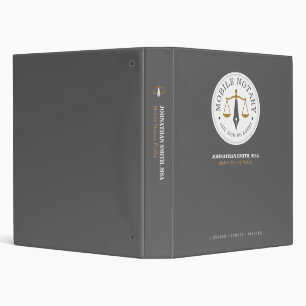 Mobile Notary Signing Agent Legal Public Gray 3 Ring Binder