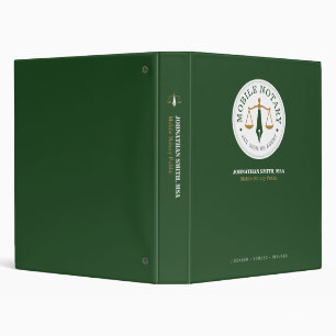 Mobile Notary Signing Agent Legal Public Green 3 Ring Binder
