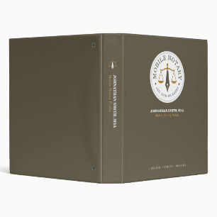 Mobile Notary Signing Agent Legal Public Khaki 3 Ring Binder