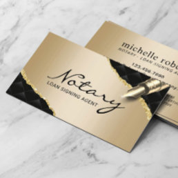 Mobile Notary Signing Agent Luxury Black &amp; Gold  Business Card