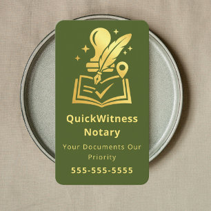 Mobile Notary Signing Agent Luxury Moss Green Business Card