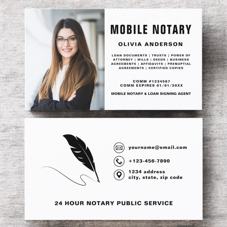 Mobile Notary Signing Agent Photo Business Card