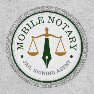Mobile Notary Signing Logo Stamp Seal Green Gold Patch