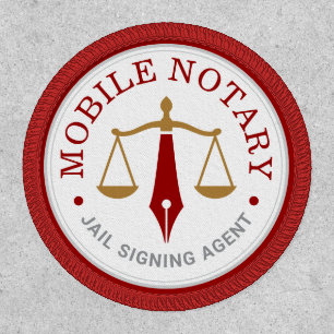 Mobile Notary Signing Logo Stamp Seal Red Gold Patch