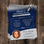 Mobile Notary Silver Glitter Navy Blue Photo Flyer<br><div class="desc">Mobile Notary Service Navy Blue & Silver Glitter Photo Flyers.</div>