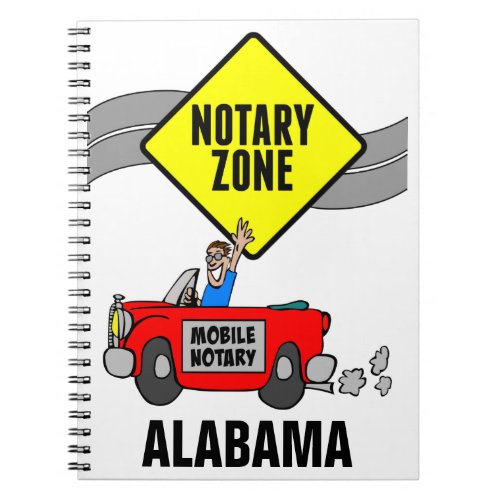 Mobile Notary Zone Red Sports Car Alabama Notebook