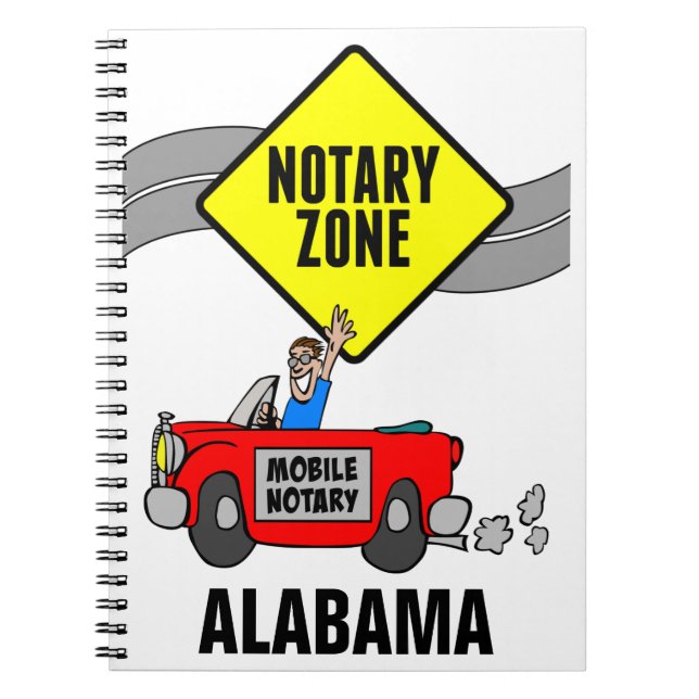 Mobile Notary Zone Red Sports Car Alabama Notebook (Front)