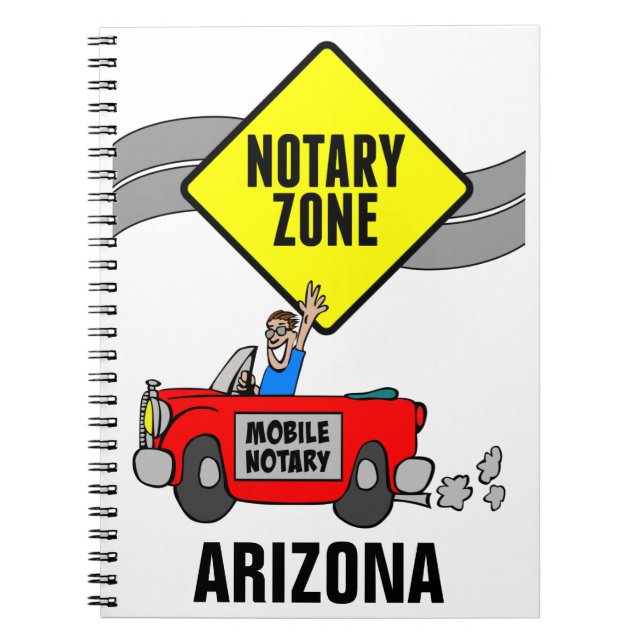 Mobile Notary Zone Red Sports Car Arizona Notebook (Front)