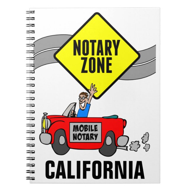 Mobile Notary Zone Red Sports Car California Notebook (Front)
