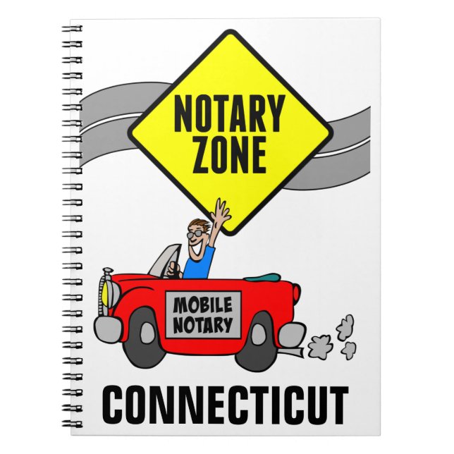 Mobile Notary Zone Red Sports Car Connecticut Notebook (Front)