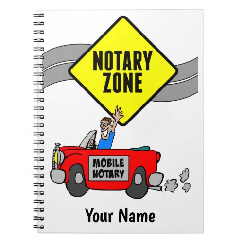 Mobile Notary Zone Red Sports Car Customized Name Notebook