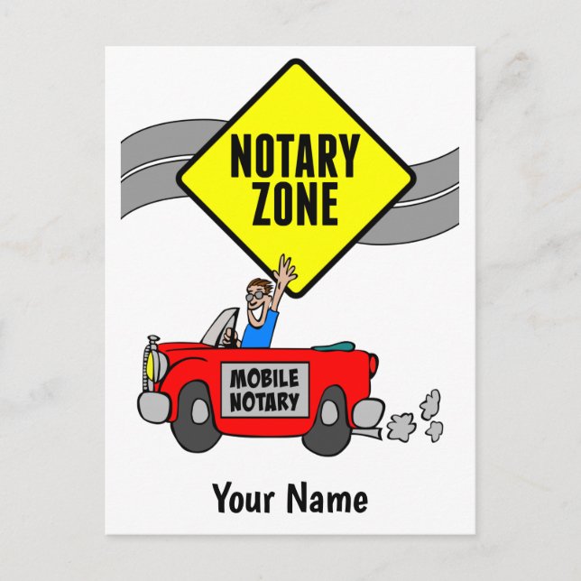Mobile Notary Zone Red Sports Car Customized Name Postcard (Front)