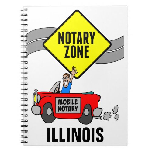 Mobile Notary Zone Red Sports Car Illinois Notebook