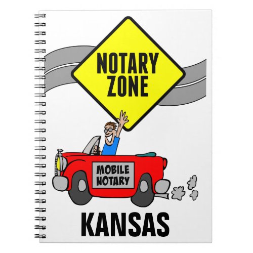 Mobile Notary Zone Red Sports Car Kansas Notebook