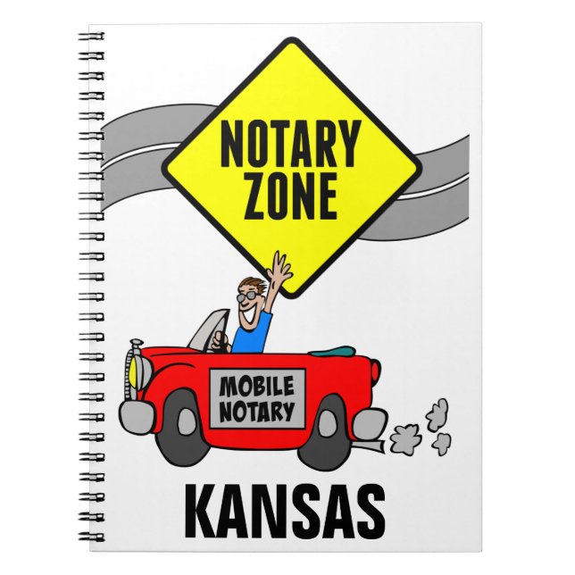 Mobile Notary Zone Red Sports Car Kansas Notebook (Front)