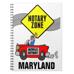Mobile Notary Zone Red Sports Car Maryland Notebook