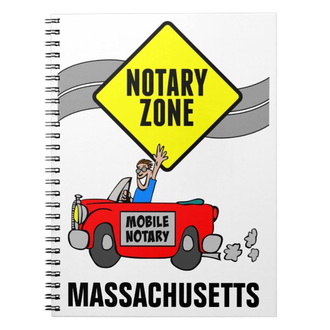Mobile Notary Zone Red Sports Car Massachusetts Notebook (Front)