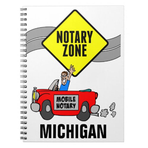 Mobile Notary Zone Red Sports Car Michigan Notebook