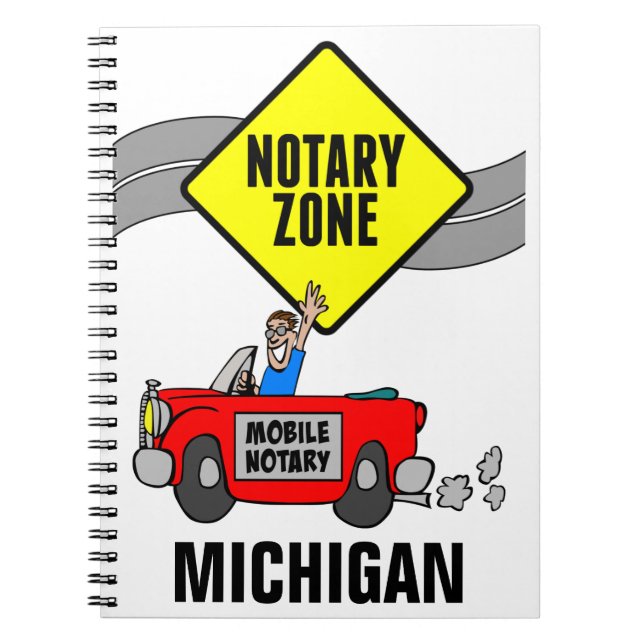 Mobile Notary Zone Red Sports Car Michigan Notebook (Front)