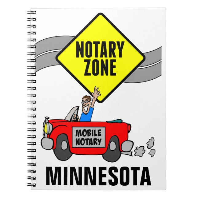 Mobile Notary Zone Red Sports Car Minnesota Notebook (Front)