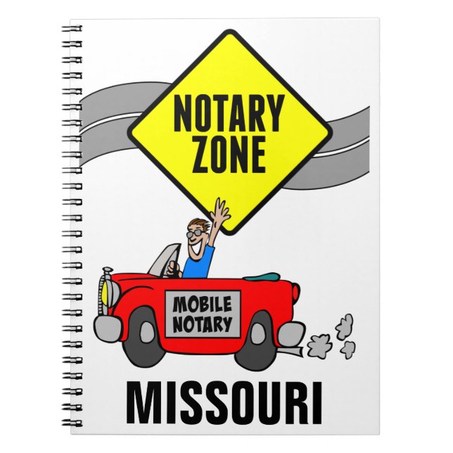 Mobile Notary Zone Red Sports Car Missouri Notebook (Front)