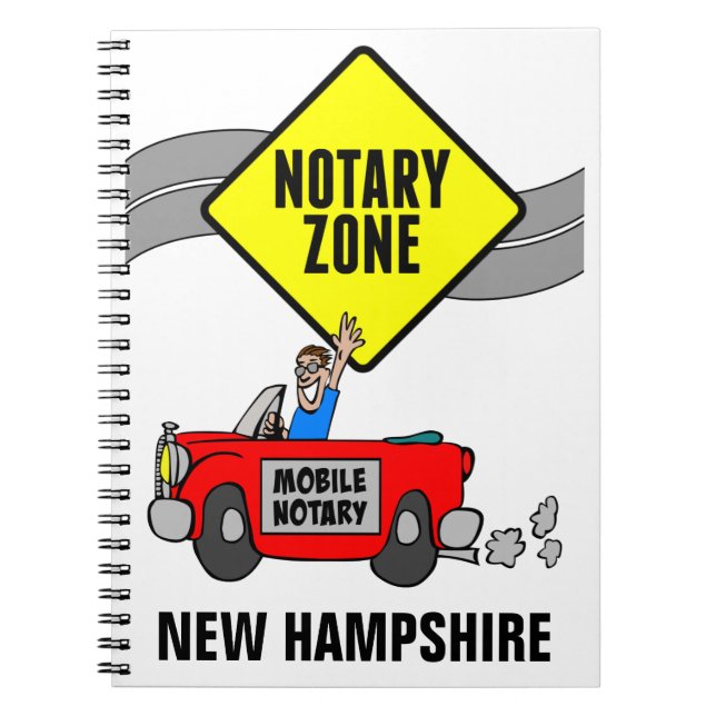 Mobile Notary Zone Red Sports Car New Hampshire Notebook (Front)
