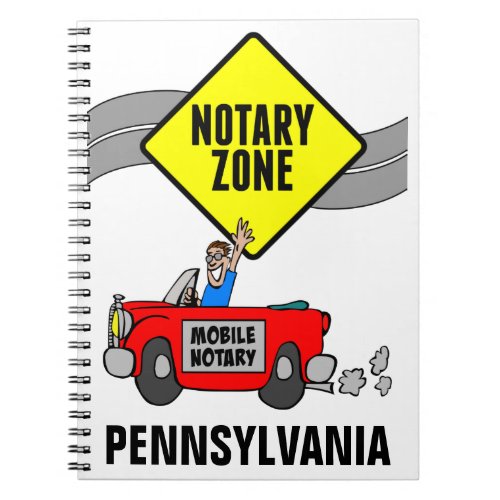 Mobile Notary Zone Red Sports Car Pennsylvania Notebook