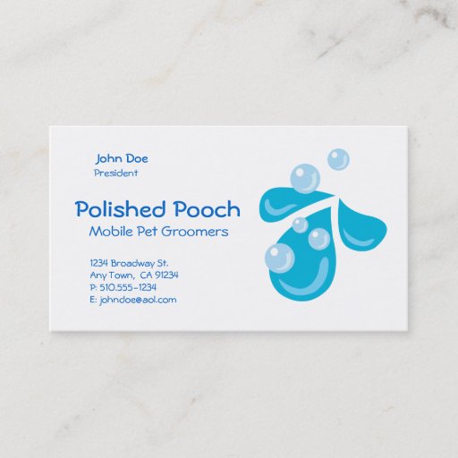 Customizable Mobile Pet Groomer_Polished Pooch Business Cards