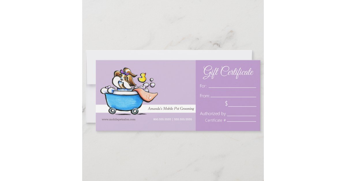 mobile pet groomer shih tzu purp gift certificate zazzlecom