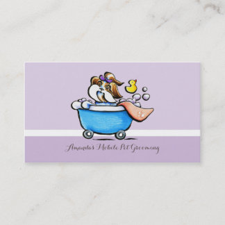 Mobile Pet Groomer Shih Tzu Purple Business Card
