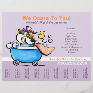 Mobile Pet Groomer Shih Tzu Purple Tear Sheet