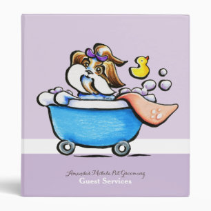 Mobile Pet Grooming Guest Guide Shih Tzu Purple 3 Ring Binder