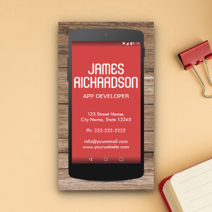Mobile Phone App Developer Software Engineer Coder Business Card
