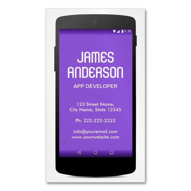 Mobile Phone App Developer Software Engineer Coder Business Card Magnet (Front Vertical)