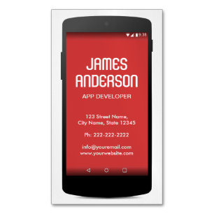 Mobile Phone App Developer Software Engineer Coder Business Card Magnet