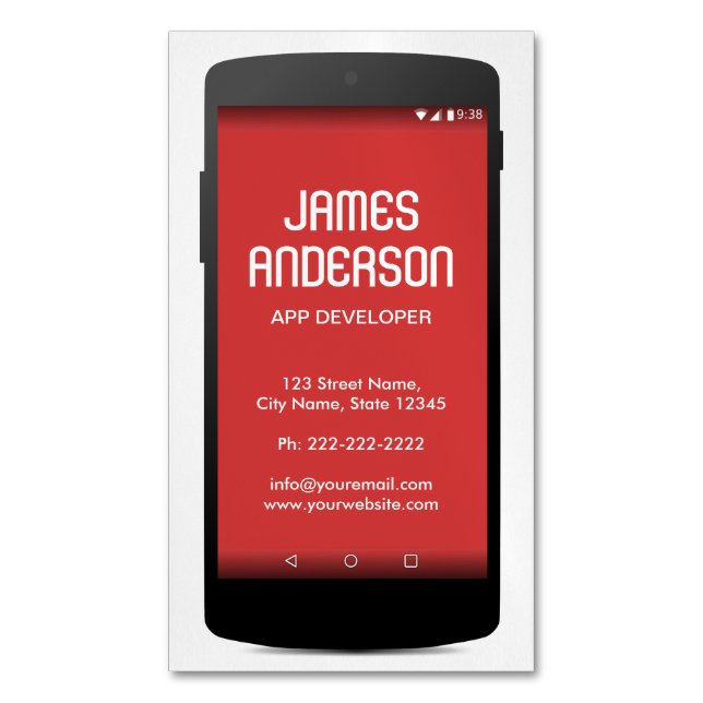 Mobile Phone App Developer Software Engineer Coder Business Card Magnet (Front Vertical)