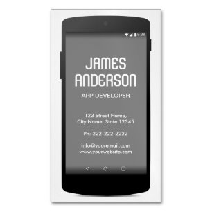 Mobile Phone App Developer Software Engineer Coder Business Card Magnet