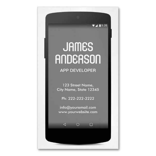 Mobile Phone App Developer Software Engineer Coder Business Card Magnet (Front Vertical)