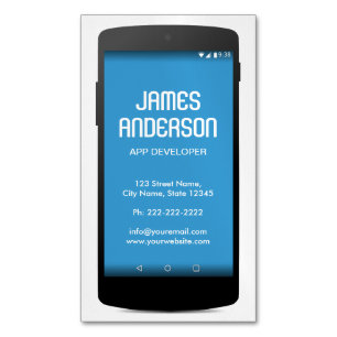 Mobile Phone App Developer Software Engineer Coder Business Card Magnet
