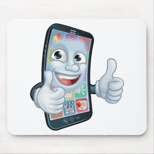 Mobile Phone Thumbs Up Cartoon Mascot Mouse Pad