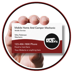 Mobile RV And Camper Repair Mechanic Business Card