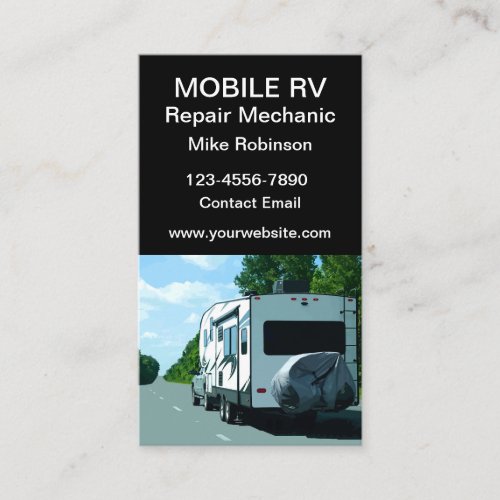 Mobile RV Motorhome Repair Mechanic  Business Card