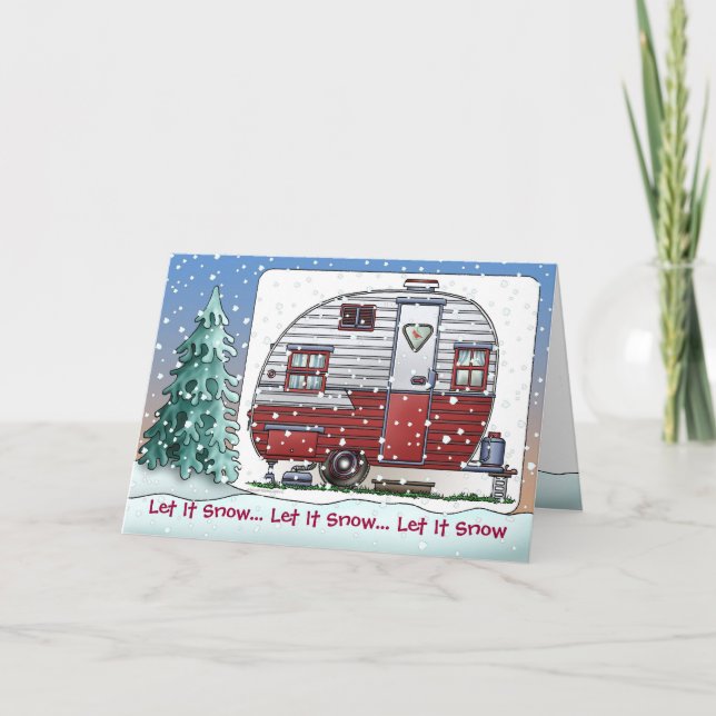 Mobile Scout Camper Trailer Holiday Cards (Front)