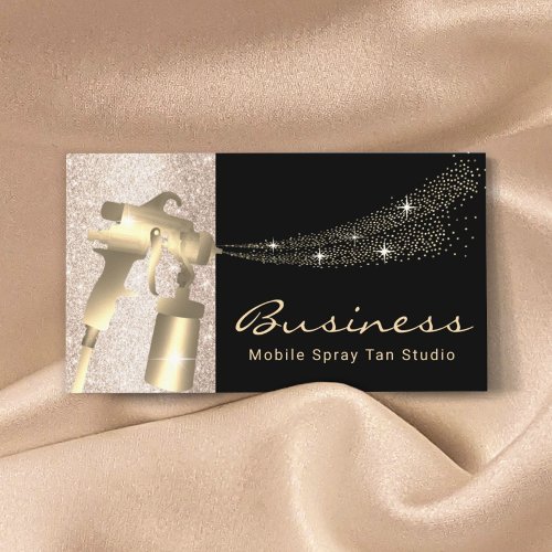 Mobile Spray Tan Black  Gold Airbrush Tanning Business Card