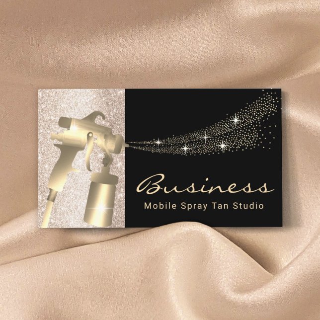 Mobile Spray Tan Black & Gold Airbrush Tanning Business Card
