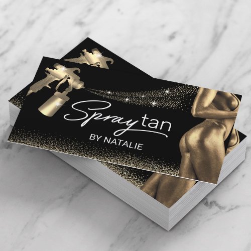 Mobile Spray Tan Bronze Body Gold Glitter Tanning Business Card