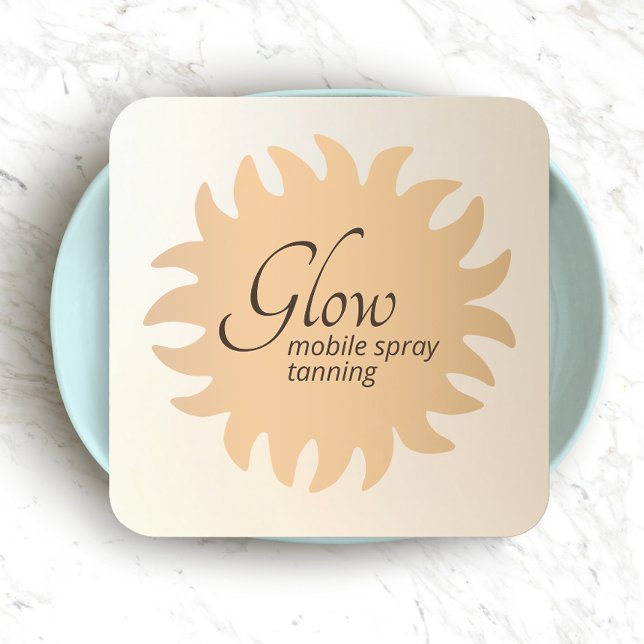 Mobile Spray Tan Copper Sun Rays Square Business C Card (Creator Uploaded)