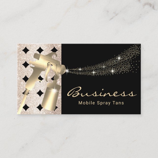 Mobile Spray Tan Geometric Gold Airbrush Tanning Business Card (Front)